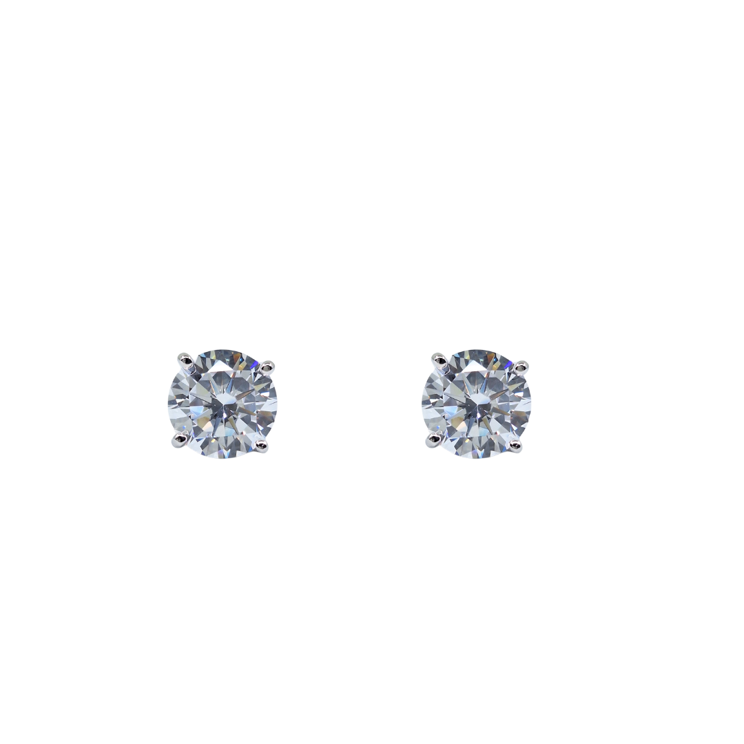 Silver 7mm Round Cubic Zirconia Stud Earrings