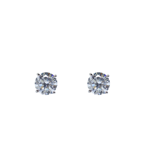 Silver 7mm Round Cubic Zirconia Stud Earrings