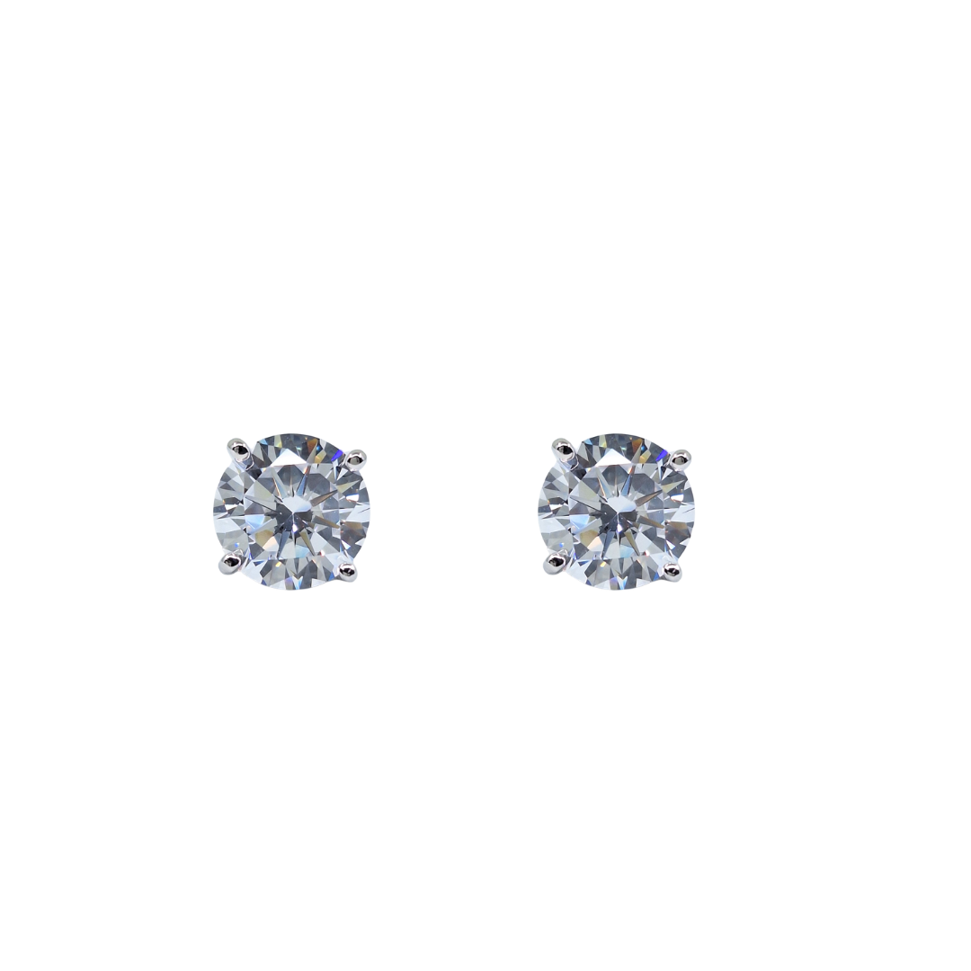 Silver 8mm Cubic Zirconia Stud Earrings