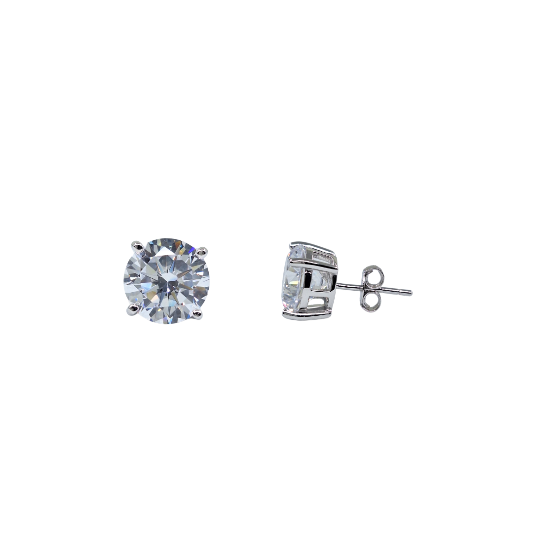 Silver 8mm Cubic Zirconia Stud Earrings