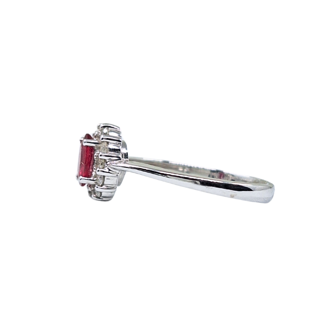 9ct White Gold Ruby & Diamond Cluster Ring