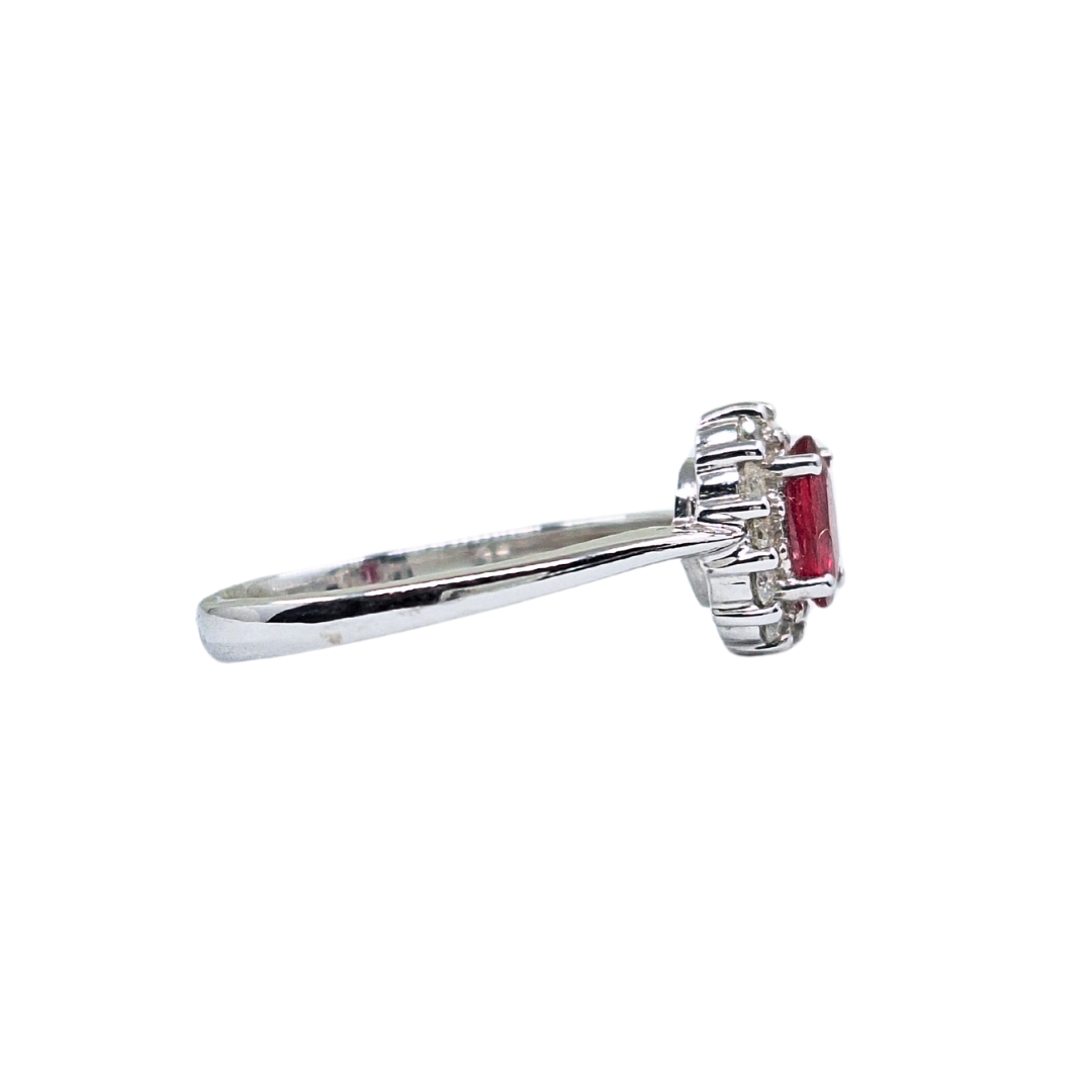 9ct White Gold Ruby & Diamond Cluster Ring