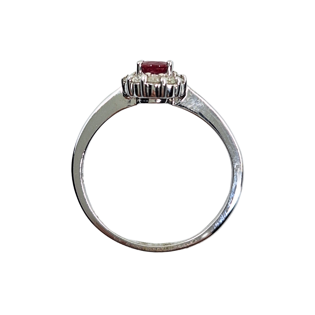 9ct White Gold Ruby & Diamond Cluster Ring