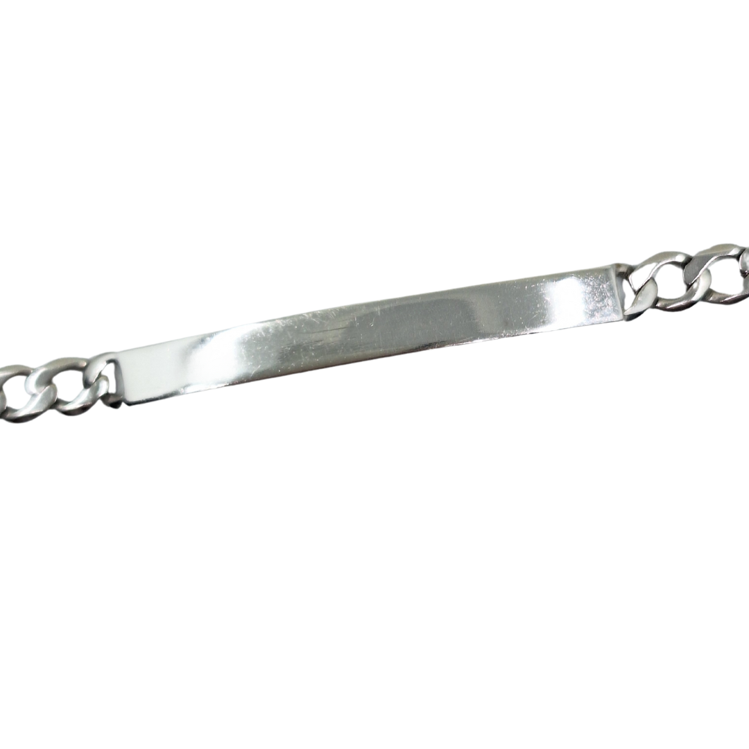 9ct White Gold Identity Bar Bracelet