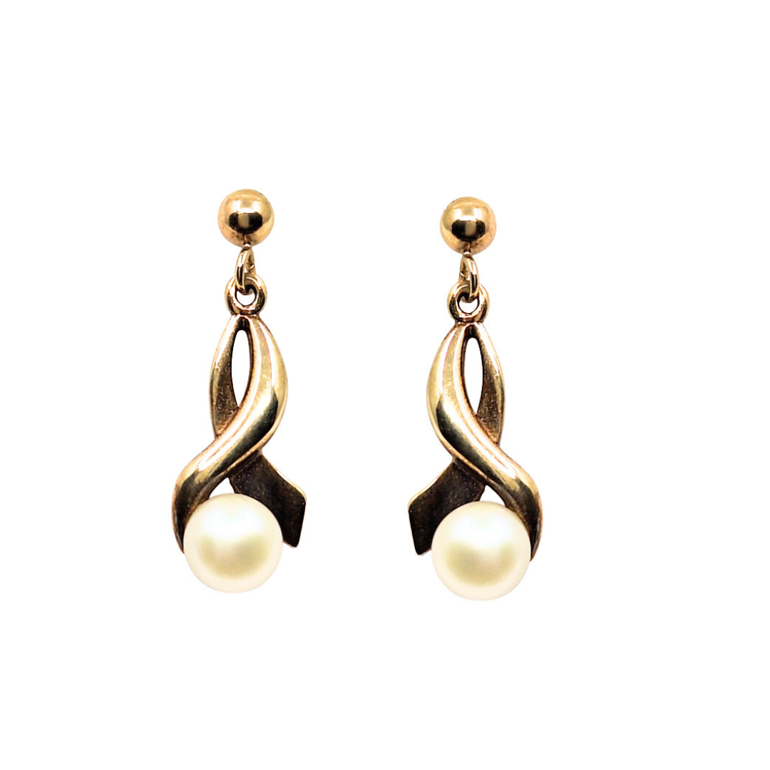 9ct Yellow Gold Pearl Drop Earrings