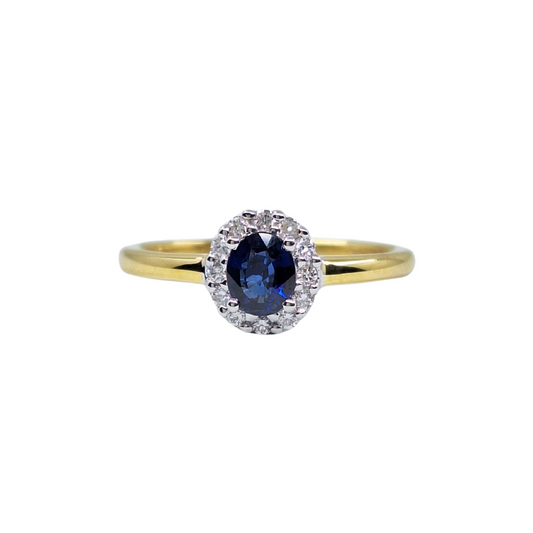 18ct Yellow Gold Sapphire & Diamond Cluster Ring