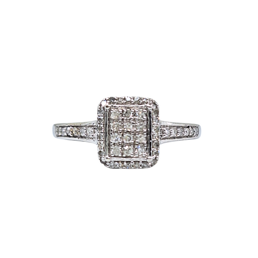 9ct White Gold Diamond Cluster Ring 0.2ct