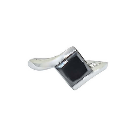 9ct White Gold Black Diamond Solitaire Ring
