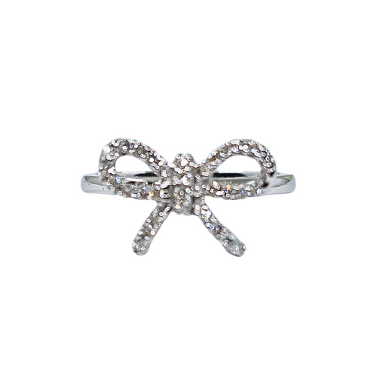 9ct White Gold Diamond Bow Ring 0.19ct
