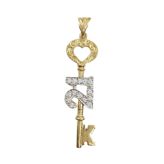 9ct Yellow Gold Cubic Zirconia 21 Key Pendant