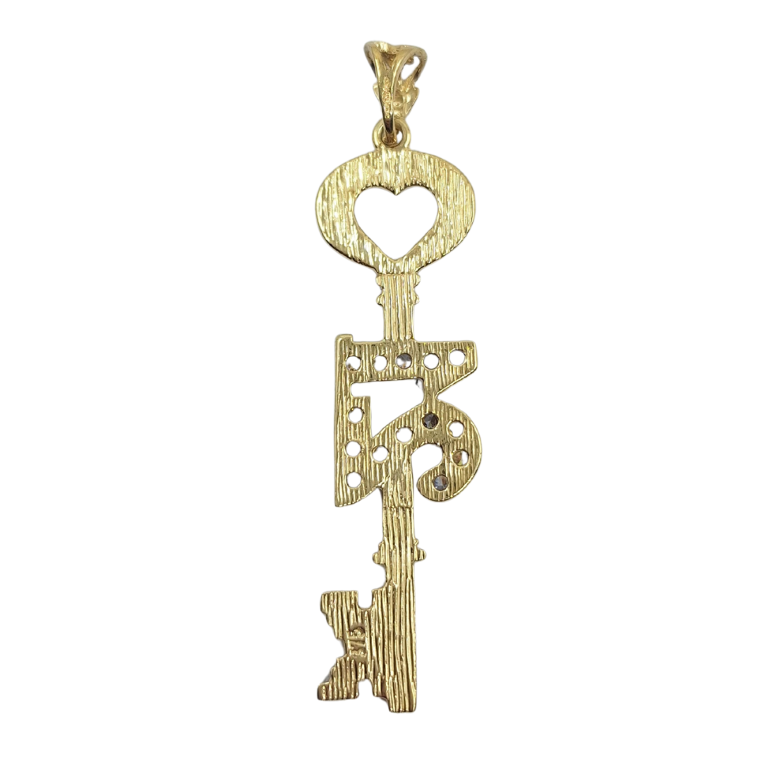 9ct Yellow Gold Cubic Zirconia 21 Key Pendant