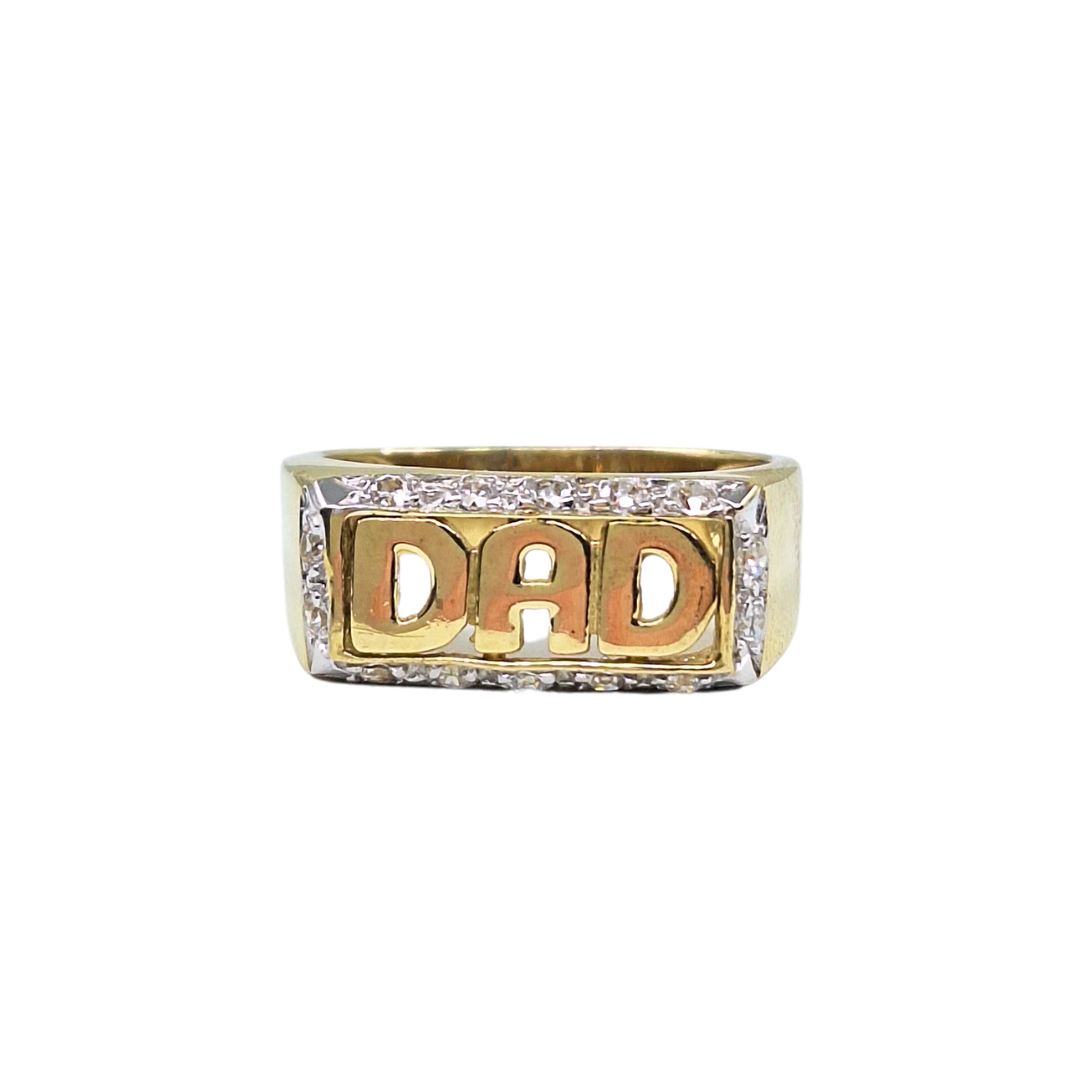 9ct Yellow Gold Cubic Zirconia Dad Ring