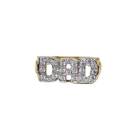 9ct Yellow Gold Cubic Zirconia Dad Ring