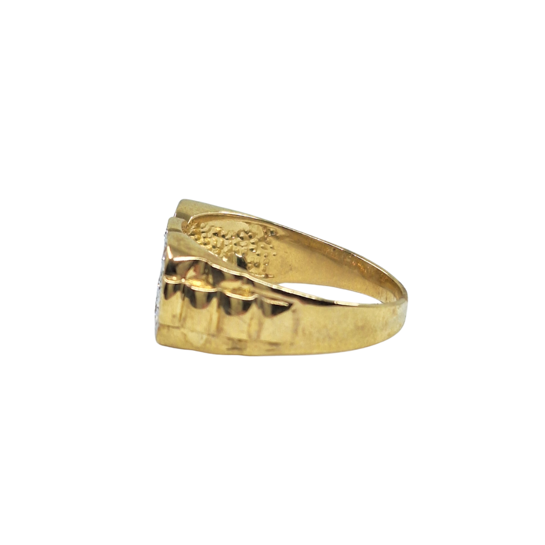 9ct Yellow Gold Cubic Zirconia Dad Ring