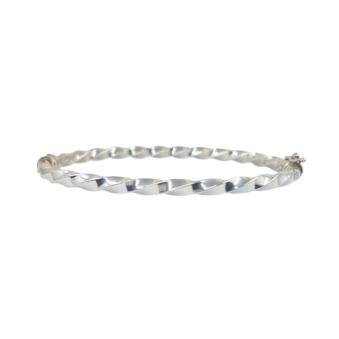 9ct White Gold Twist Bangle