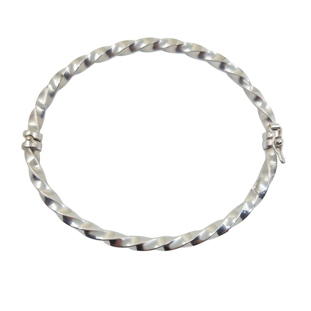 9ct White Gold Twist Bangle