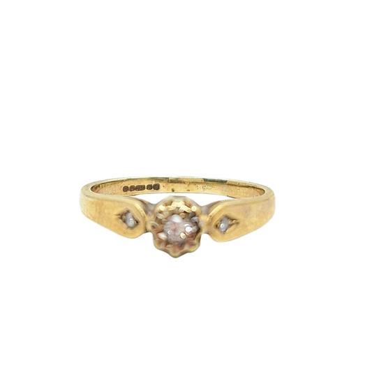 9ct Yellow Gold Illusion Set Diamond Solitaire Ring
