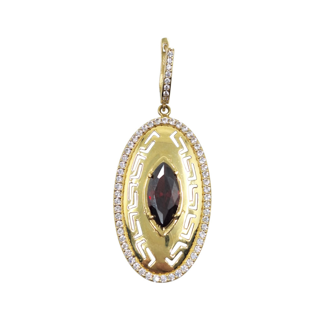14ct Yellow Gold Red & White Cubic Zirconia Drop Earrings