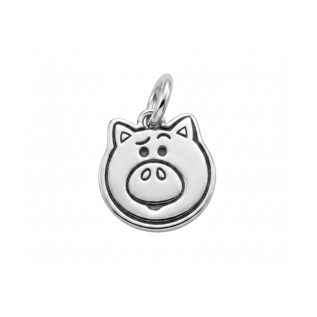 Sterling Silver Toy Pig Character Charm