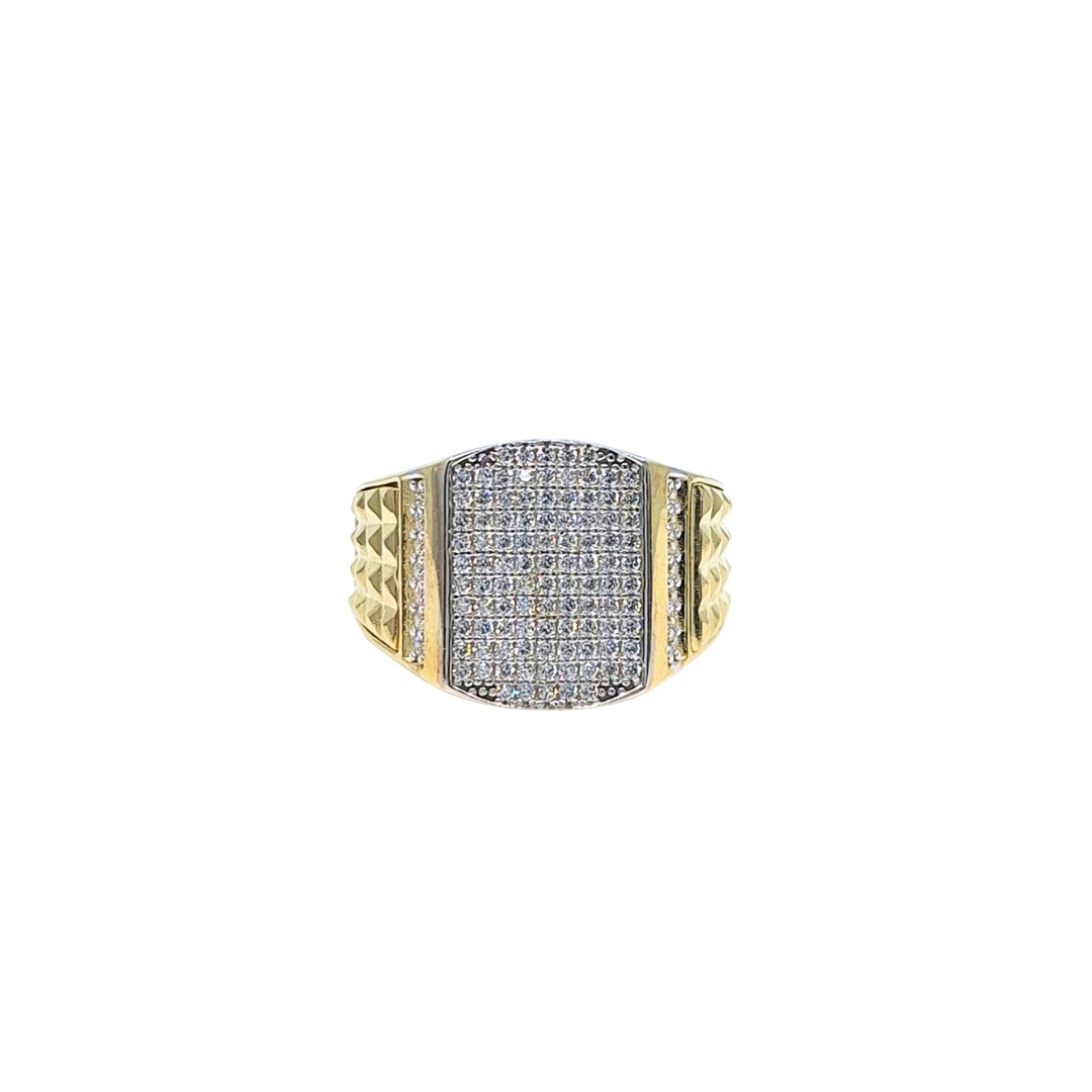 9ct Yellow Gold Cubic Zirconia Gents Ring