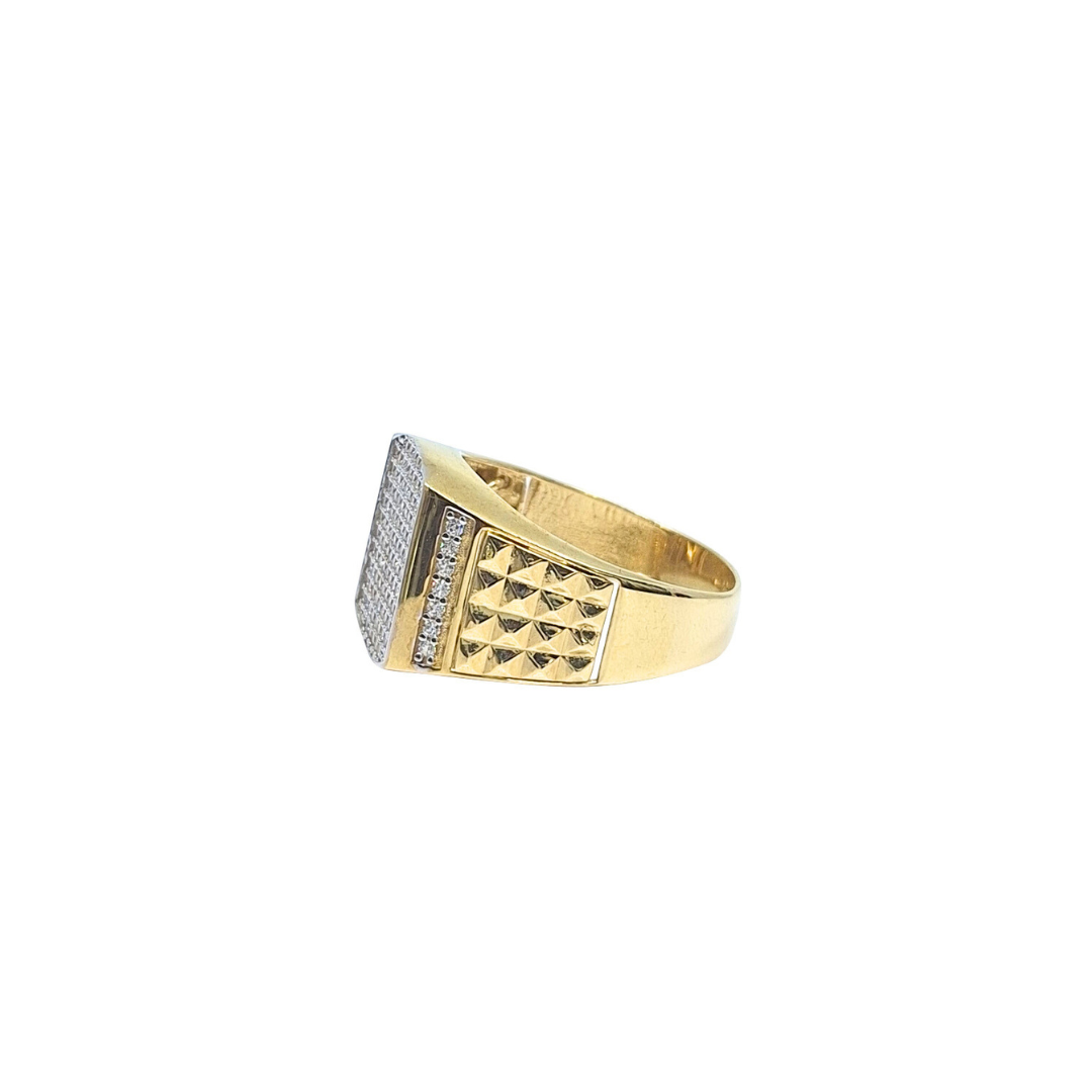 9ct Yellow Gold Cubic Zirconia Gents Ring