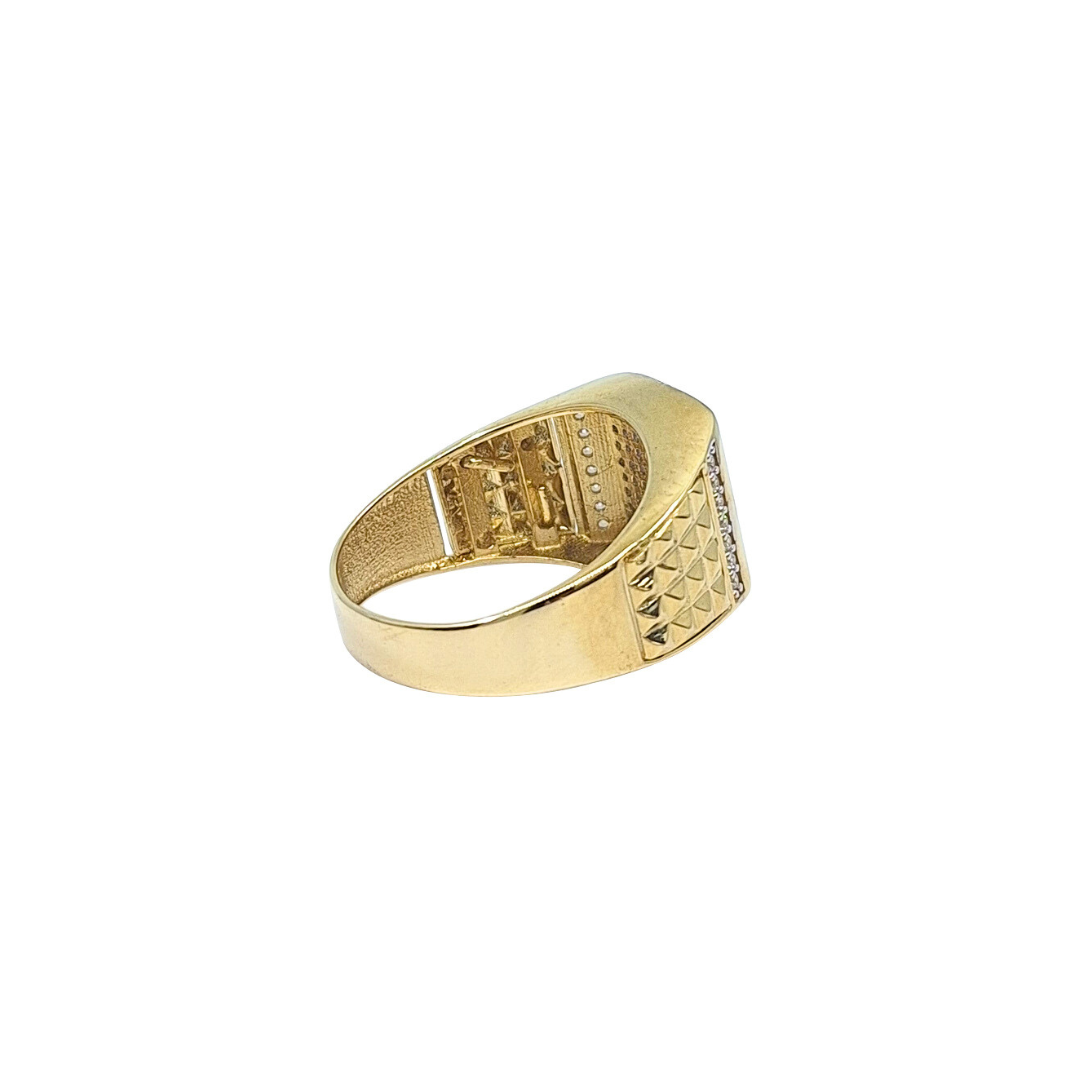 9ct Yellow Gold Cubic Zirconia Gents Ring