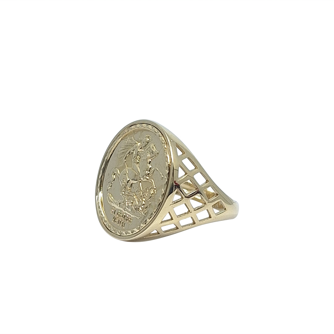 9ct St George Medal Style Design Ring