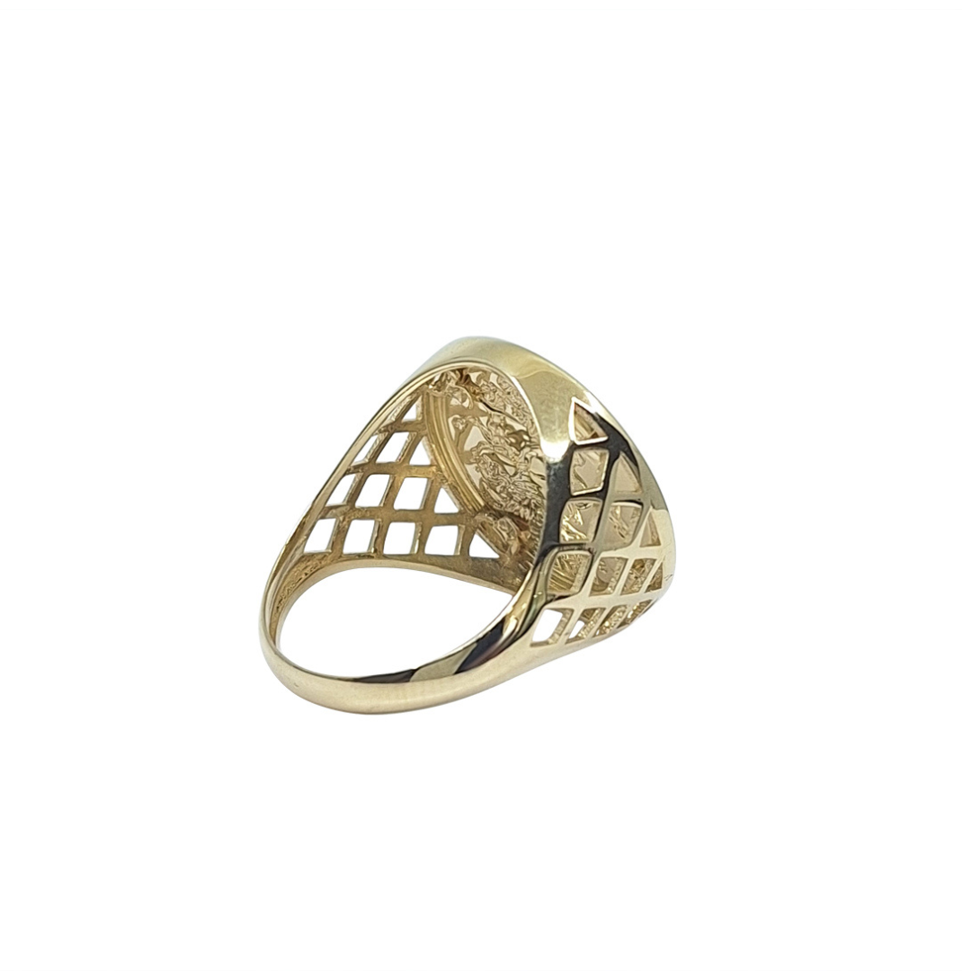 9ct St George Medal Style Design Ring