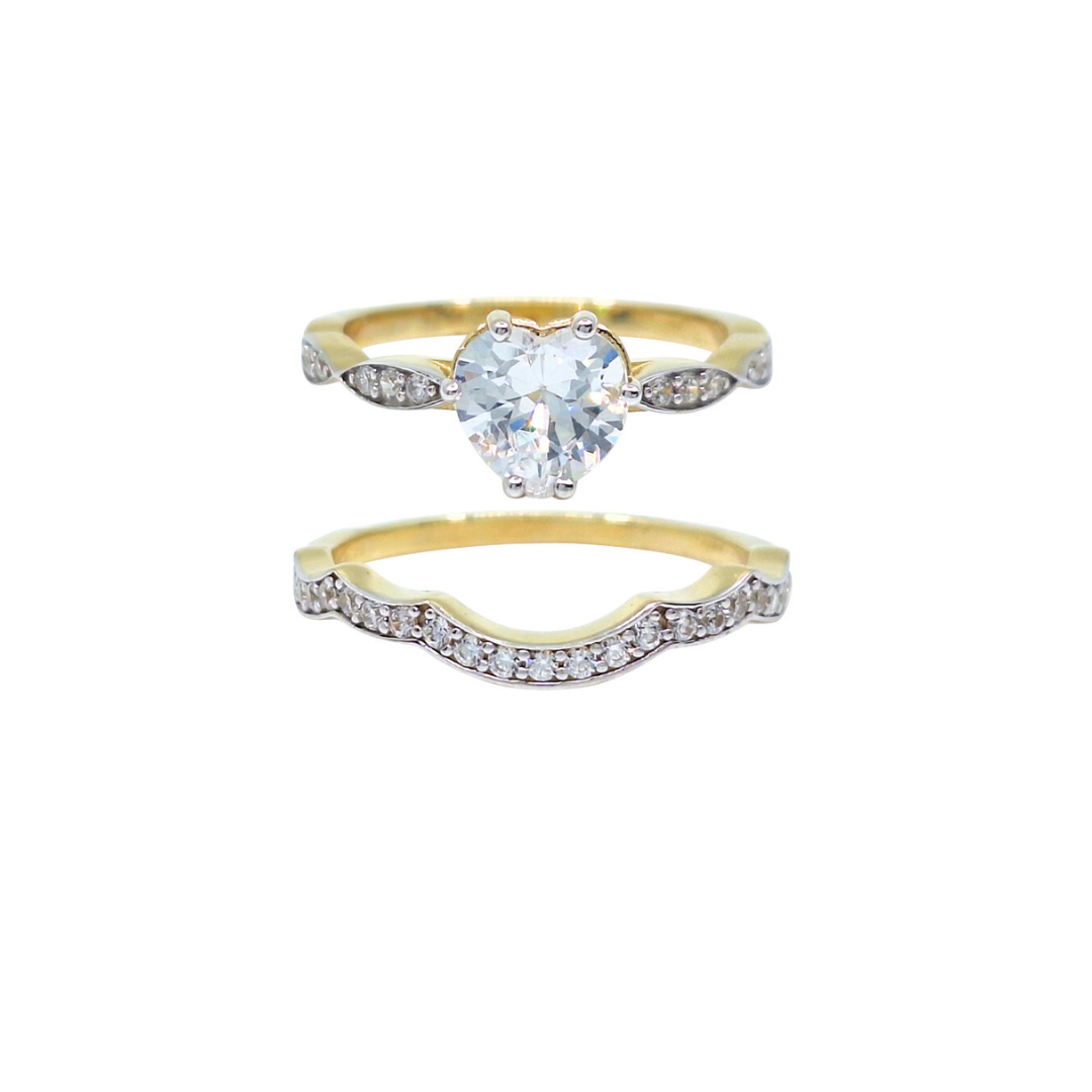 9ct Yellow Gold Cubic Zirconia Ring Set