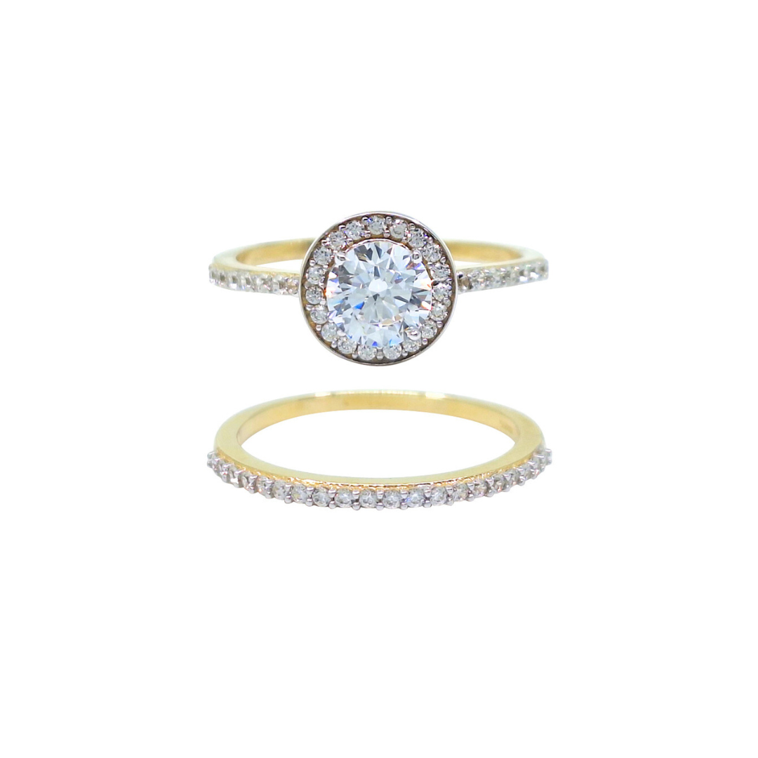 9ct Yellow Gold Cubic Zirconia Ring Set