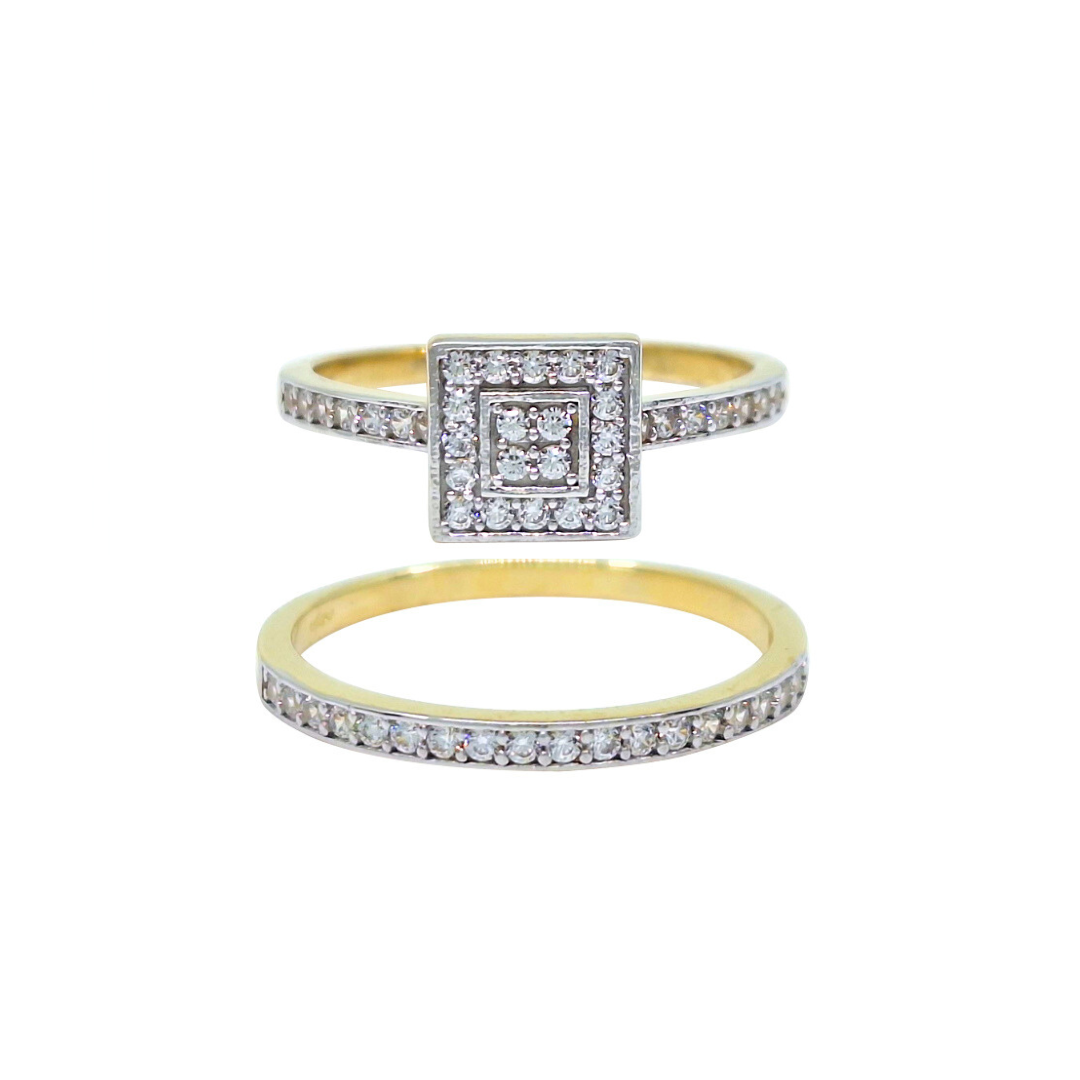 9ct Yellow Gold Cubic Zirconia Ring Set