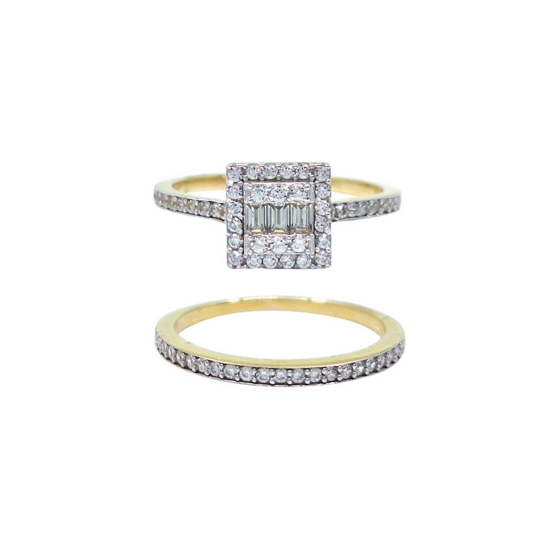 9ct Yellow Gold Cubic Zirconia Ring Set