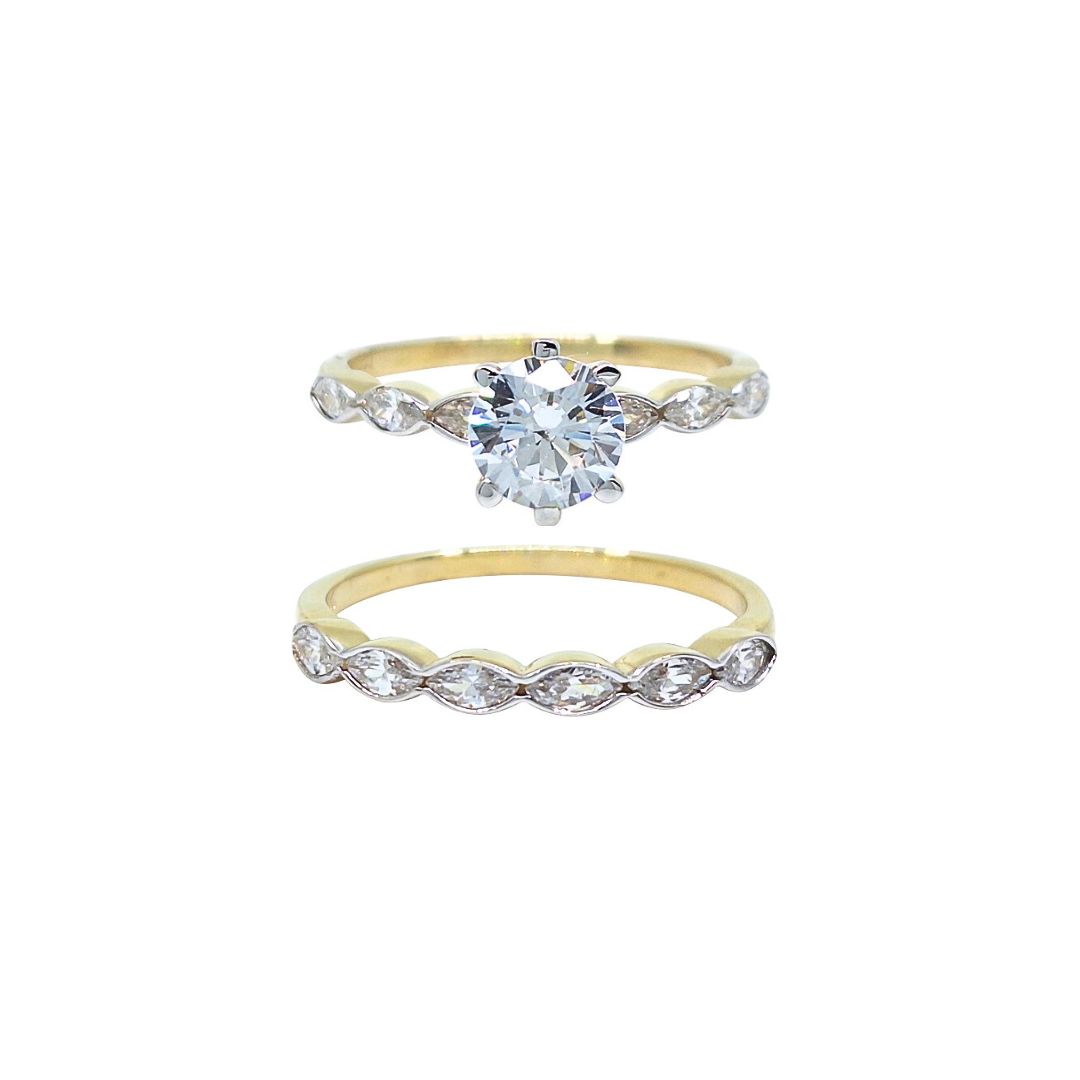 9ct Yellow Gold Cubic Zirconia Ring Set