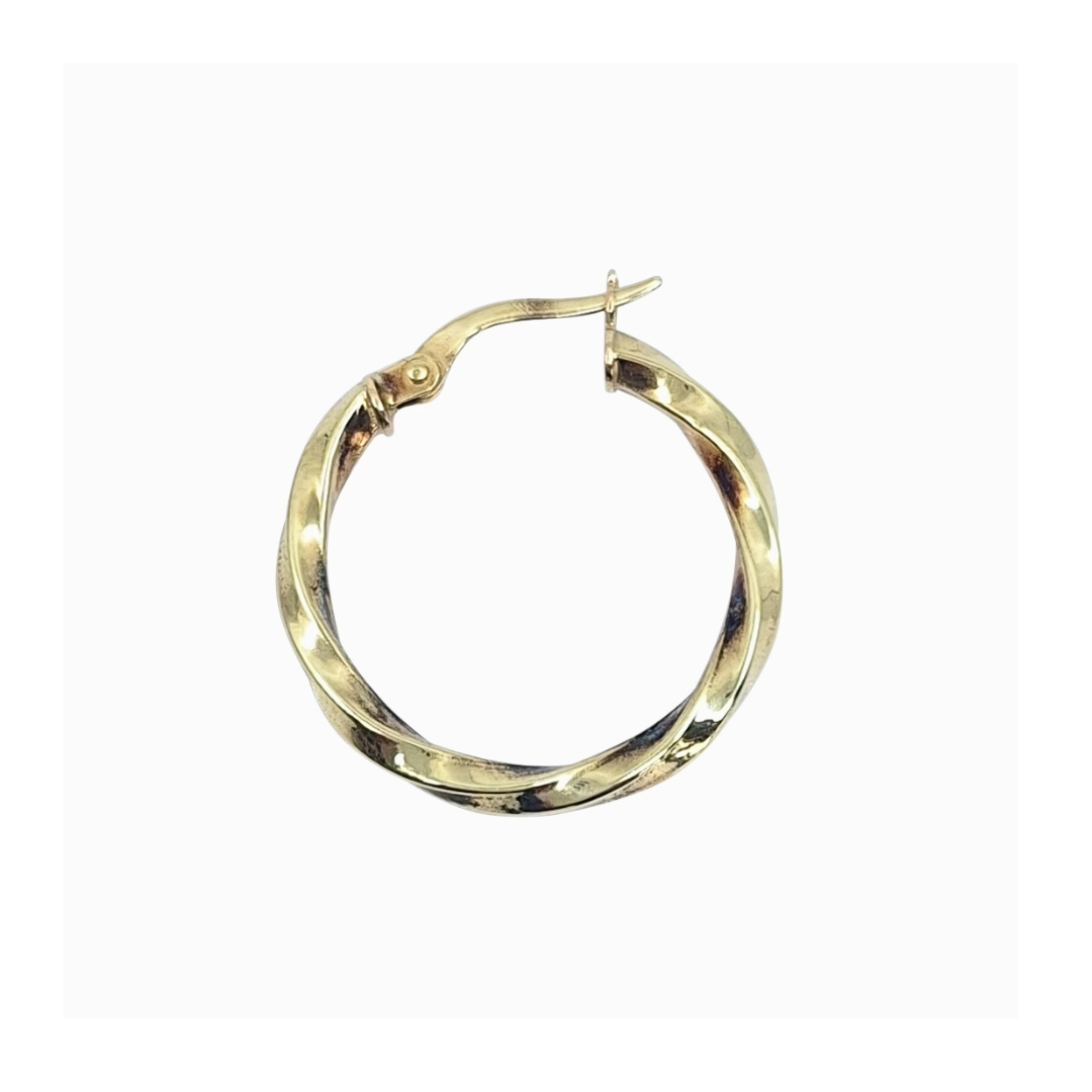 9ct Yellow Gold Twist Creole Earrings