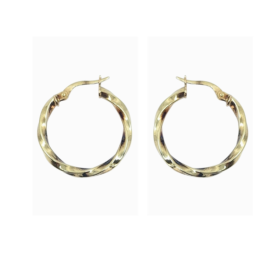 9ct Yellow Gold Twist Creole Earrings