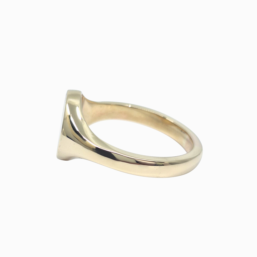 9ct Yellow Gold Half Engraved Signet Ring