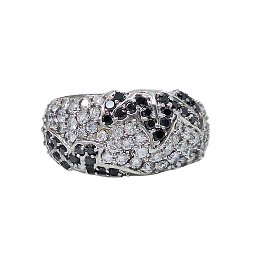 18ct White Gold Black & White Diamond Cluster Ring