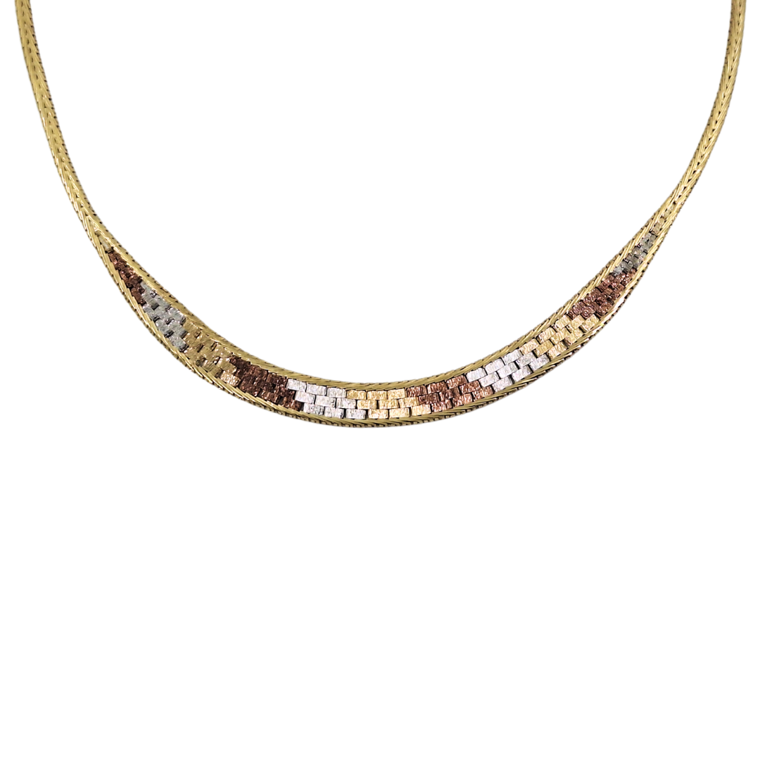 9ct Three Colour Gold Collarette Necklace