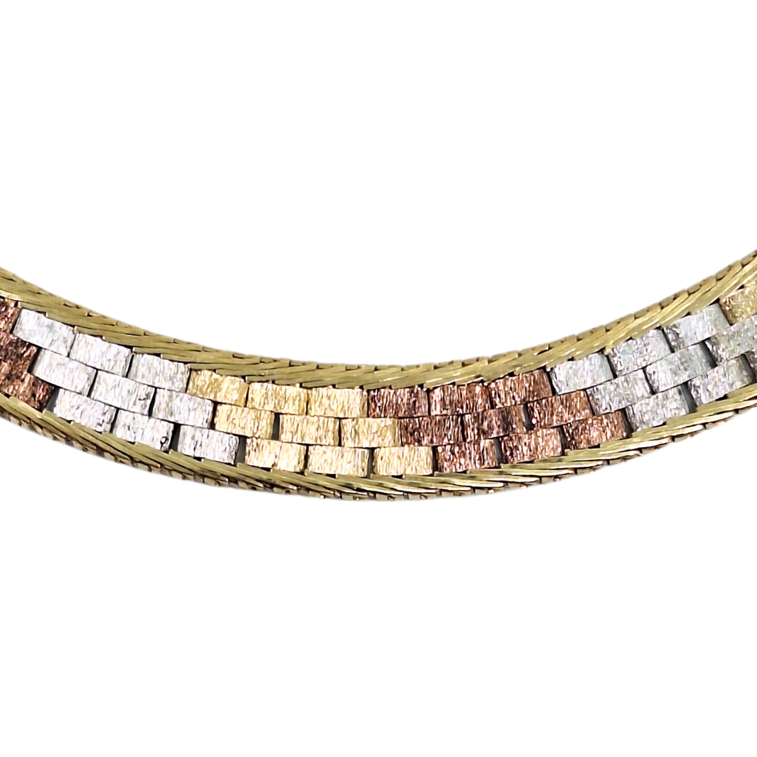 9ct Three Colour Gold Collarette Necklace