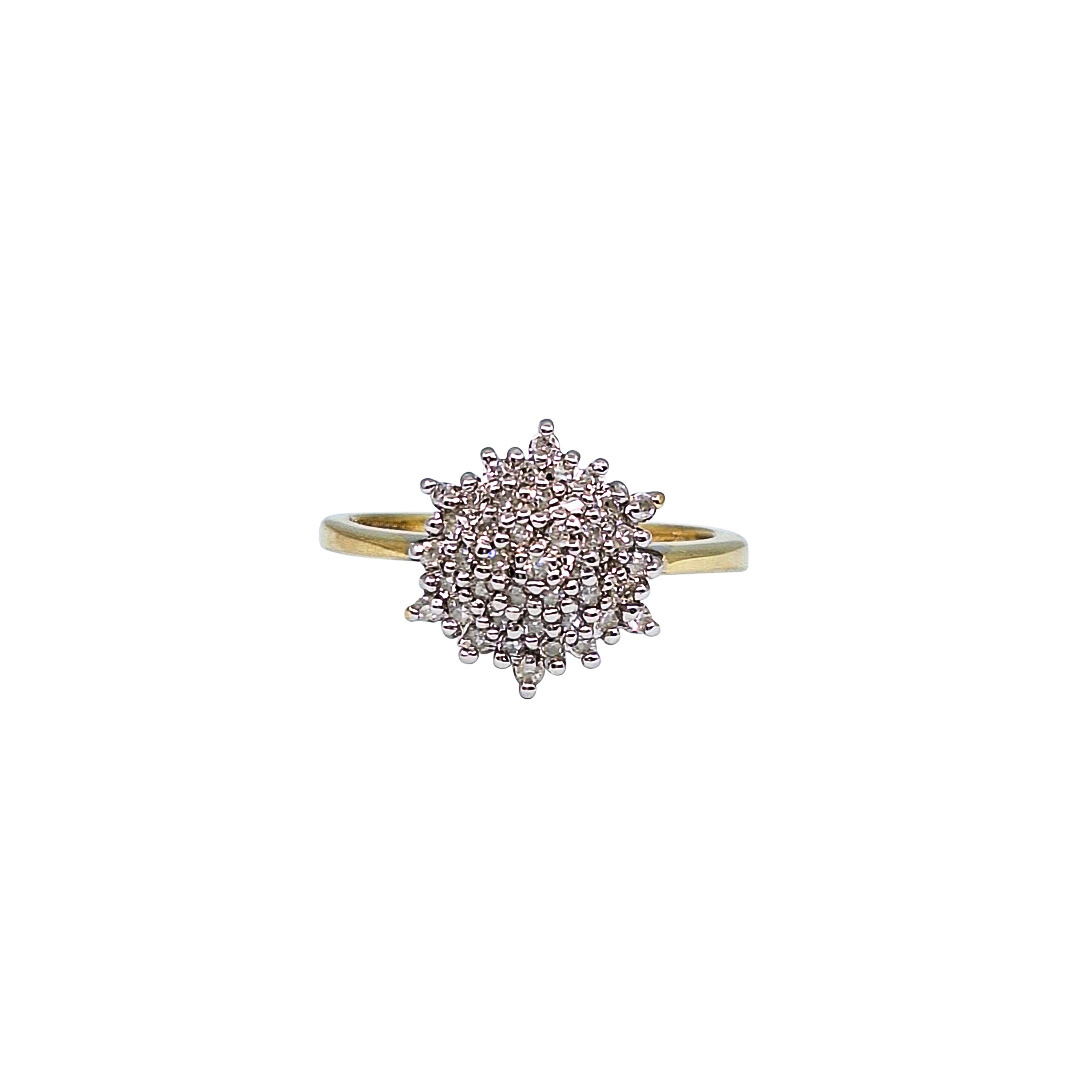 9ct Yellow Diamond Cluster Ring