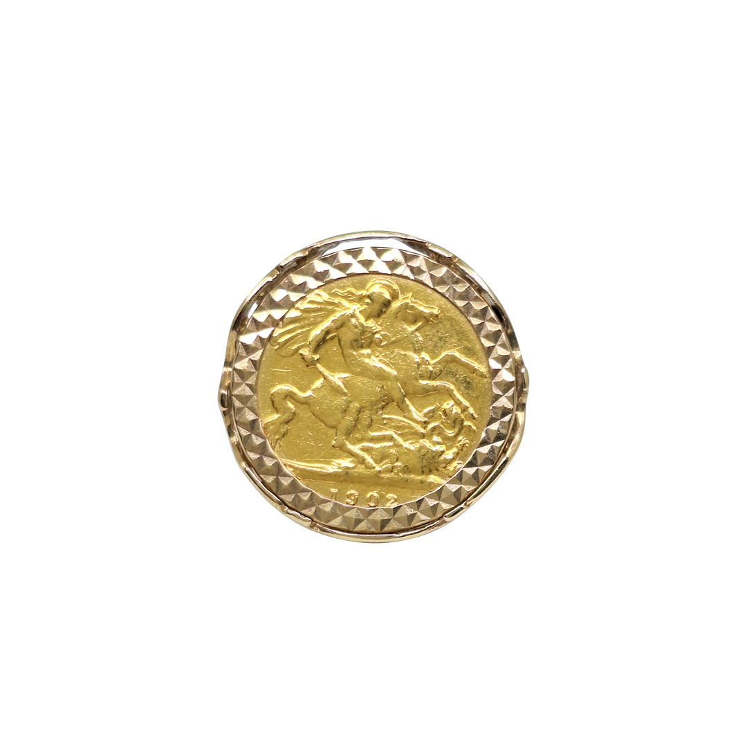 9ct Yellow Gold Half Sovereign Ring