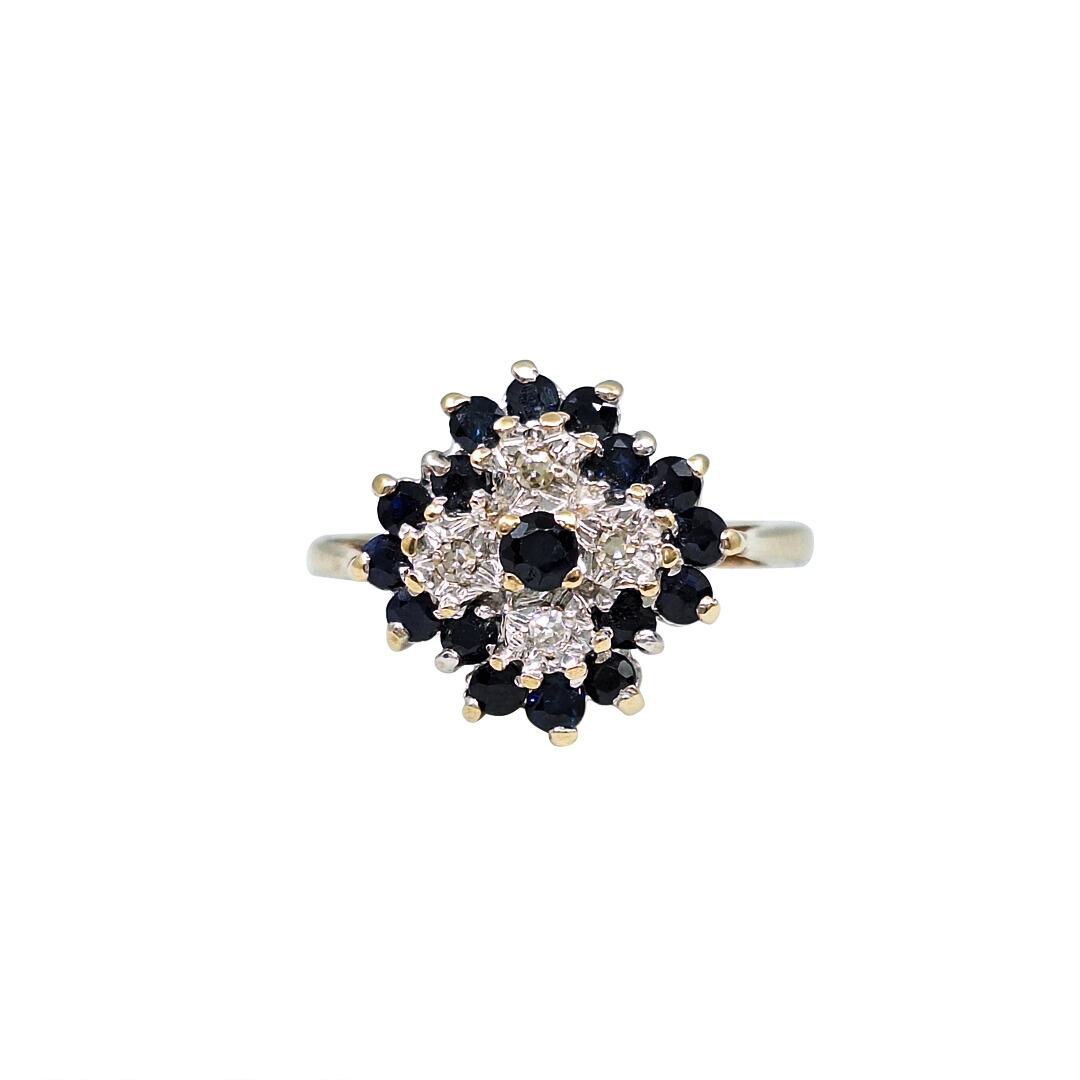 9ct Yellow Gold Sapphire & Diamond Ring