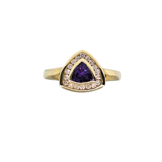 9ct Gold Amethyst & Diamond Cluster Ring