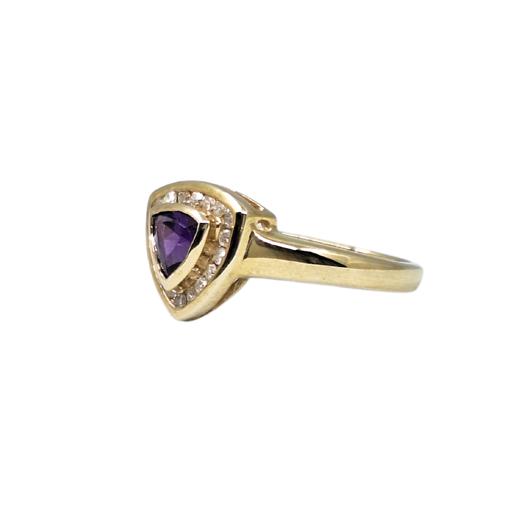 9ct Gold Amethyst & Diamond Cluster Ring