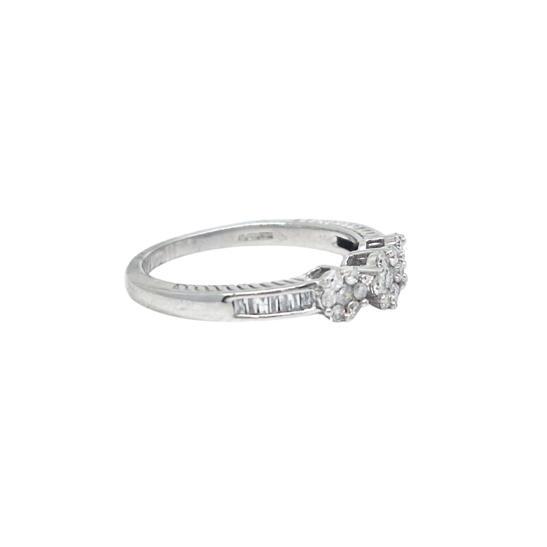 9ct White Gold Three Stone Cluster Ring
