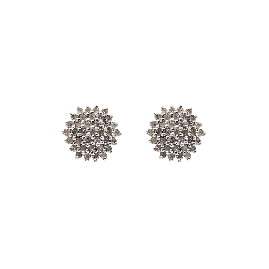 9ct Yellow Gold Diamond Cluster Earrings