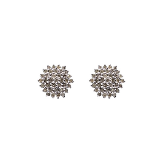 9ct Yellow Gold Diamond Cluster Earrings