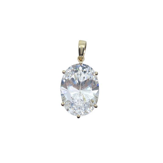 9ct Yellow Gold CZ Oval Pendant
