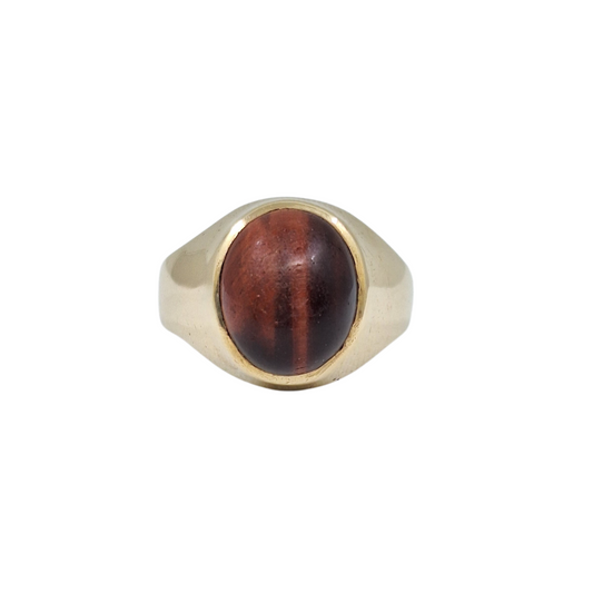 9ct Yellow Gold Tigers Eye Signet Ring