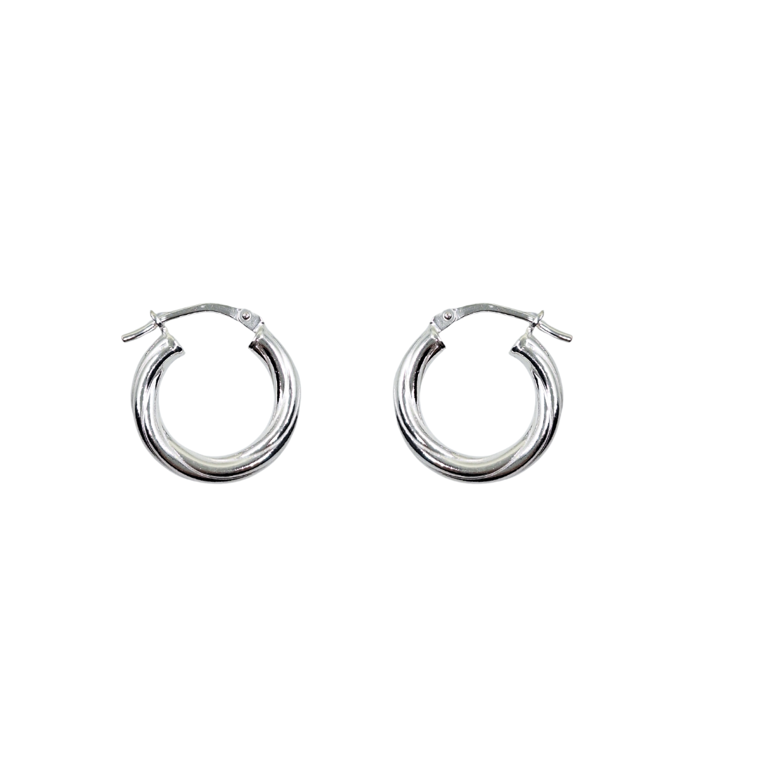 Silver Small Twist Creole Earrings